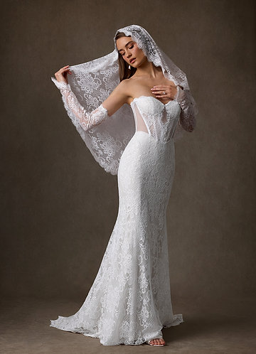 Azazie Issa Bröllopsklänningar Klä av Tubklänning i Spets Axelbandslös Diamantvit image1