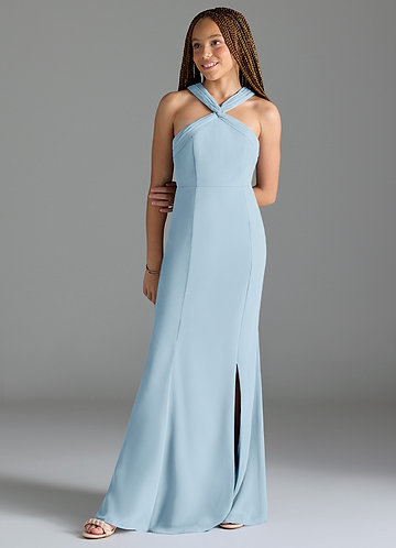 Azazie Rue Junior Sky Blue Mermaid Side Slit Chiffon Dress image1