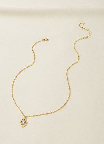 front Molten Bezel Crystal Pendant Necklace