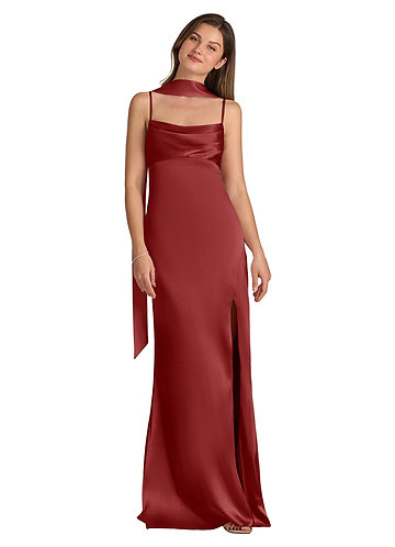 front Azazie Matching Color Matte Satin Scarf