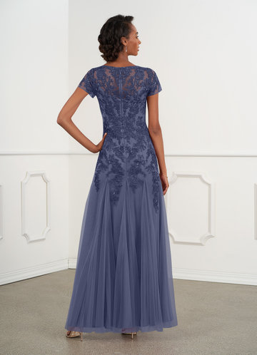 stormy blue mother of the bride dress