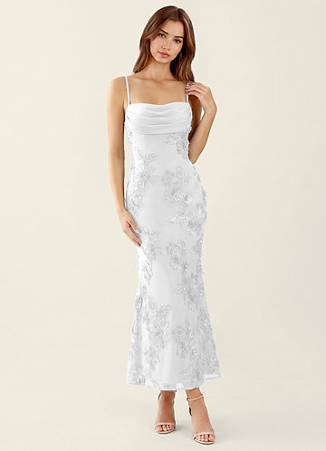 Ottavia White Jacquard Midi A-line Graduation Dress | Azazie