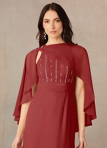 front Azazie Matching Color Chiffon Asymmetrical Wrap