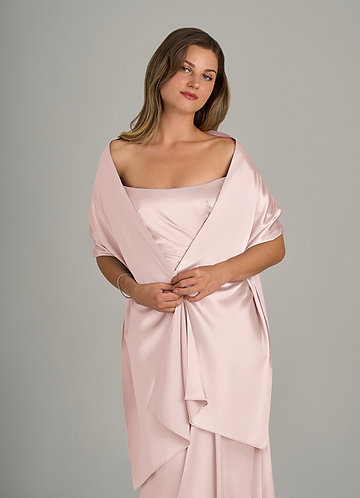 front Azazie Matching Color Metallic Satin Shawl