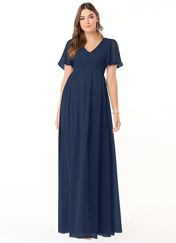 blue dress for baby girl Navy Blazer Empire Ruffle Sleeve Maxi Dress main image 0