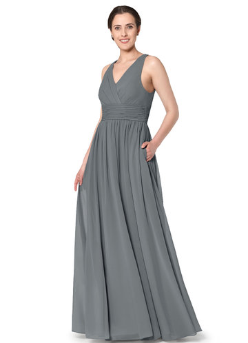 Steel Grey / Floor Length Bridesmaid Dresses | Azazie