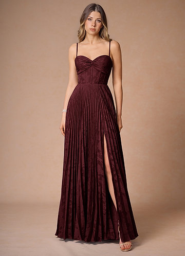 Akiko Wine Pleated Maxi Dress image1