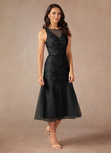 Azazie Herrin Mother of the Brides Dresses Black Mermaid Lace Dress image1