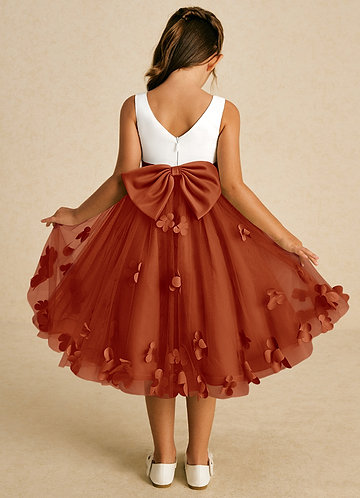 Azazie Sprout Flower Girl Dresses Paprika A-Line Bow Tulle Dress image1