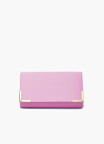 front Matching Color Matte Satin Envelope Clutch Bag