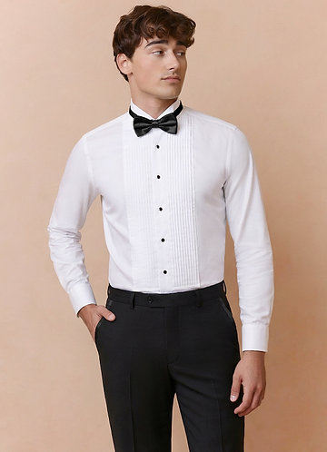 front Sebastian White Wing Tip 100% Cotton Tuxedo Shirt