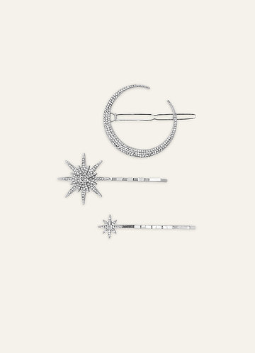 front Moon Star Hair Clip Set