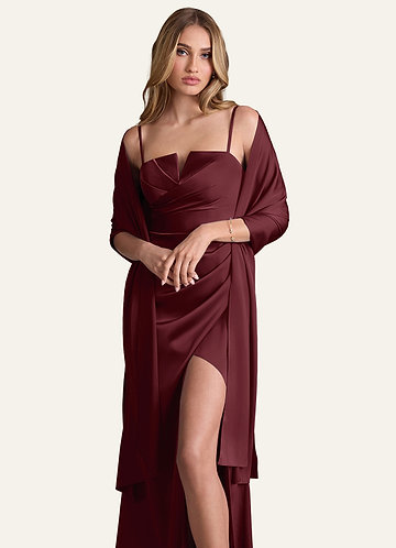 front Azazie Matching Color Stretch Satin Shawl