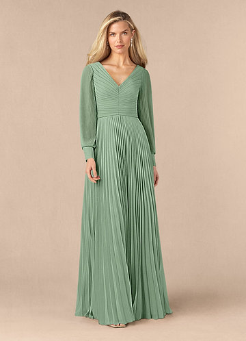 Azazie Zina Mother of the Brides Dresses Matcha A-Line Pleated Chiffon Dress image1
