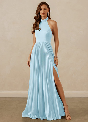 Christian Siriano Bridal for Azazie 1007 Bridesmaid Dresses Pleated Halter Stretch Satin A-line Dress image1 0