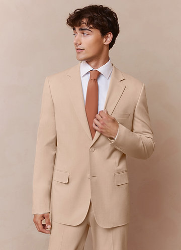front Savile Tan Wool Blend Suit Jacket