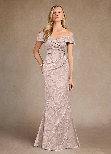 knee length dresses for ladies Off Shoulder Pink Floral Long Prom, Off the Shoulder Pink Formal, Pink —  Bridelily main image 0