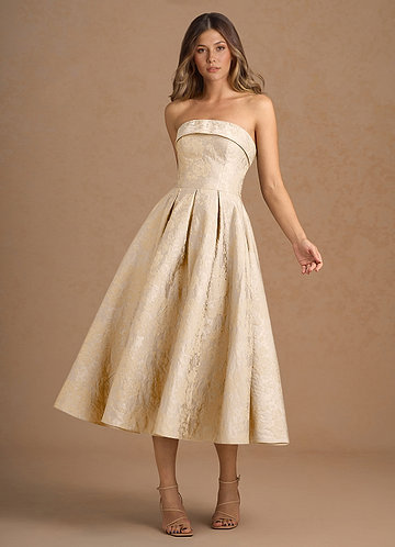 Cecilia Vintage Champagne Midi Dress image1