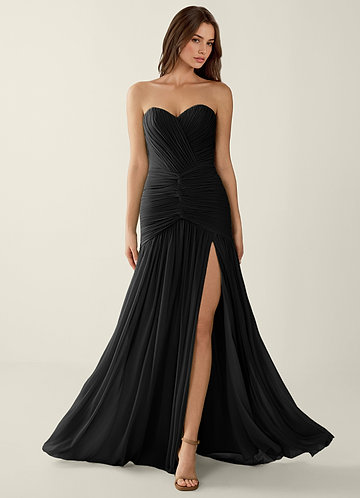 Blairen Black Hand-ruching Technique Mesh Prom Dress image1