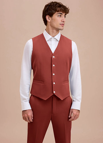 front Ethan Terracotta Refined Weave Suit Vest