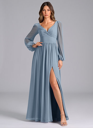 blouson bridesmaid dress Long Bridesmaids Off Shoulder Blouson Dress main image 1