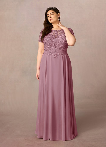 Azazie Adina Klänningar till brudens mor Klä A-Line i Chiffong Båthals paljetter Vintage Mauve image1