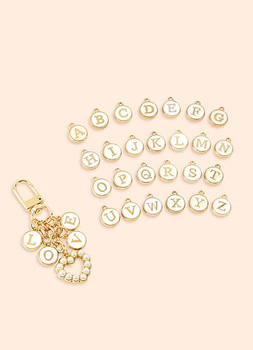front Personalized Charm Letter Keychain