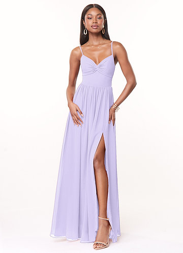 V-Neck Sheath Lilac Long Bridesmaid Dresses with Slit FD2110 - Lilac /  Custom Size