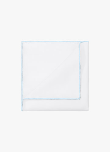 front White Matte Satin Pocket Square with Colored Edge
