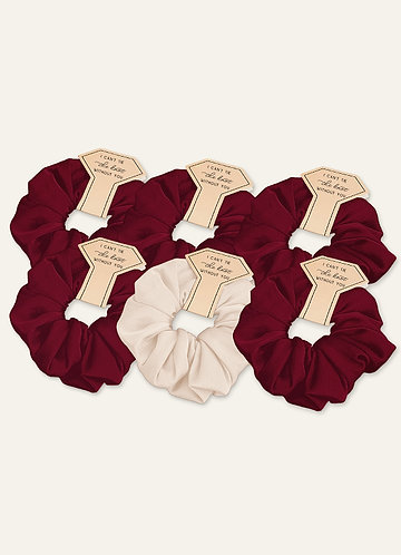 front Matching Color Mixed Color Bridesmaid Stretch Satin Over Size Scrunchie Set