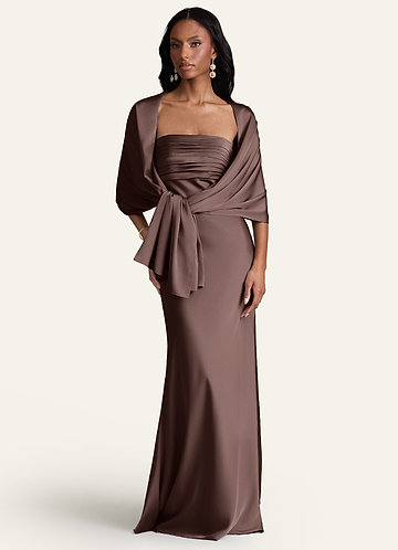 front Azazie Vastaavan Värinen Aleena Stretch Satiinihuivi