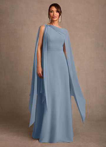Dusty Blue Boat Neck Mother Of The Bride Dresses | Azazie