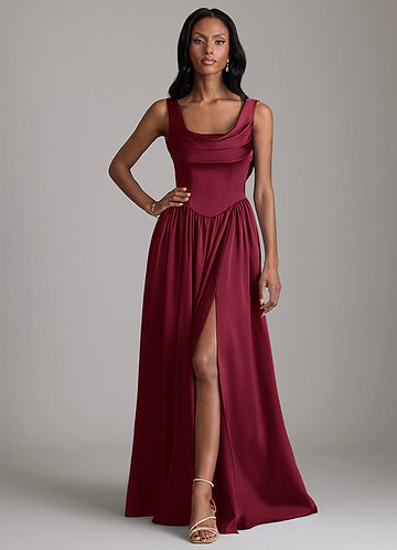 burgundy plus size wedding dress Bridesmaid Dresses Modern Goth Fashion Floral-Detailed Maxi Dress By Color:Blue and white goldfish mesh suspender skirt toned satin