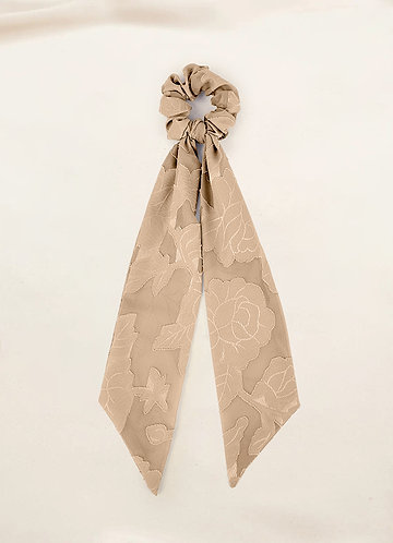 front Matching Color Floral Burnout Hair Scarf Scrunchie