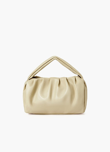 front Faux Leather Pleated Cloud Handbag