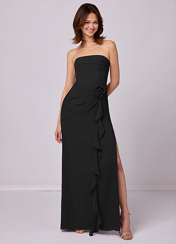 Barbie ♥ Azazie Bridesmaid Dresses Black Sheath Strapless Chiffon Convertible Dress image1