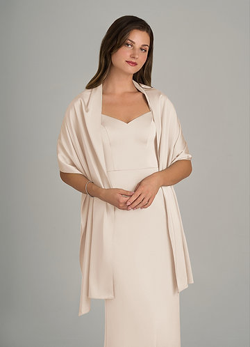 front Azazie Matching Color Ireland Stretch Satin Shawl