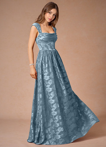 Hazel Dusty Blue Pleated Maxi Prom Dress image1