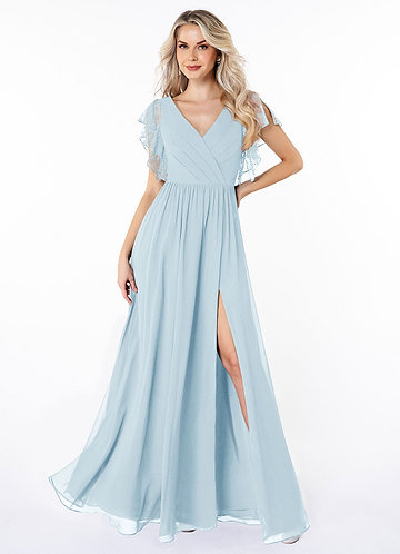 knee length dresses for ladies Final Sale Light Blue Lace Feathers Beading Evening Dress SS499 main image 0