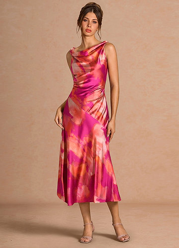 Hynelle Peach Tie Dye Midi Dress image1