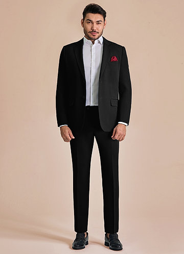 front James Black Structured Stretch Suit