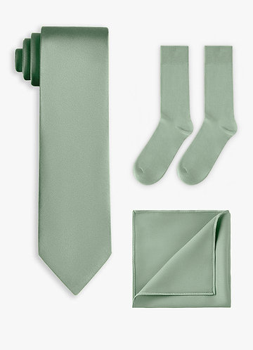 front Matching Stretch Satin Wide Tie & Pocket Square & Socks Set