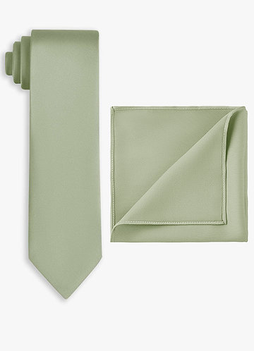 front Set van brede stretch satijnen stropdas en pochet
