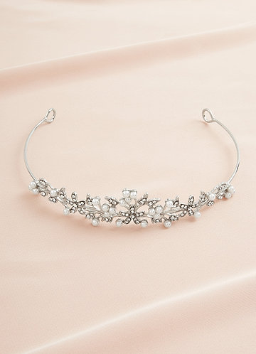 front Floral Pearl and Rhinestone Flower Girl Tiara