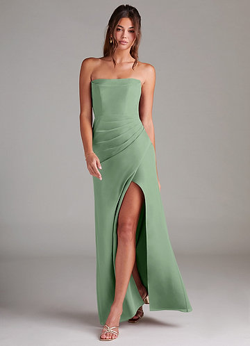 Azazie Leonis Bridesmaid Dresses Matcha Sheath Strapless Chiffon Convertible Dress image1