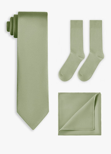front Matching Stretch Satin Wide Tie & Pocket Square & Socks Set