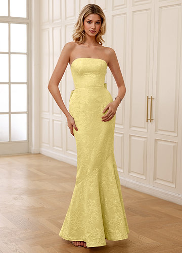 Jiral Yellow Mermaid Jacquard Prom Dress image1