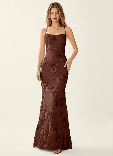 Kailani Cocco Abito da ballo a sirena con corsetto a fiori 3D e allacciatura sulla schiena image1