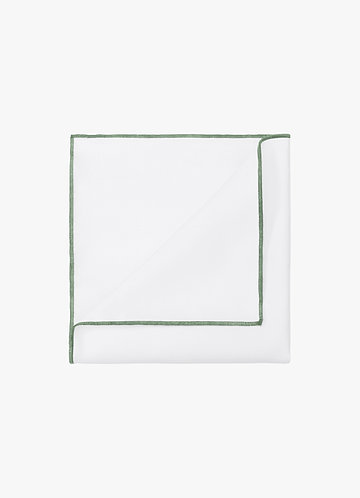 front White Matte Satin Pocket Square with Colored Edge