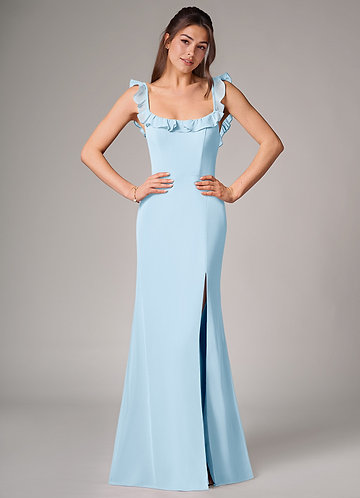 Azazie Callie Bridesmaid Dresses Sky Blue Mermaid Side Slit Chiffon Convertible Dress image1